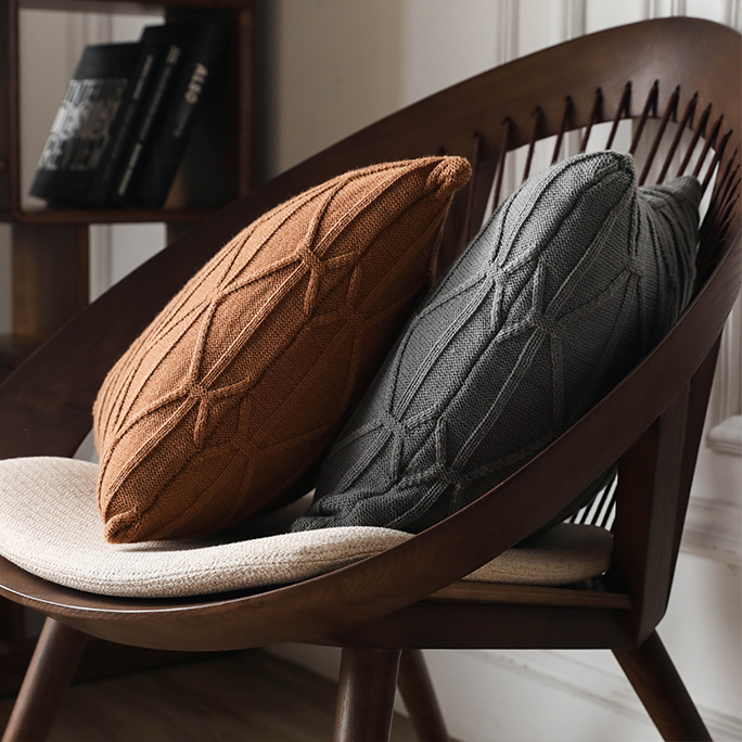 Modern Knitted Throw Pillow