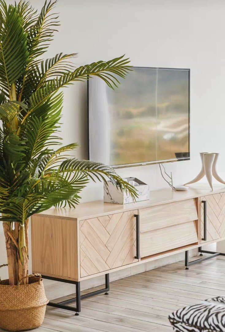 ZOE Herringbone Acacia Wood TV Console