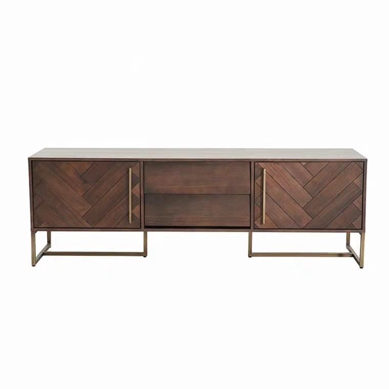 ZOE Herringbone Acacia Wood TV Console