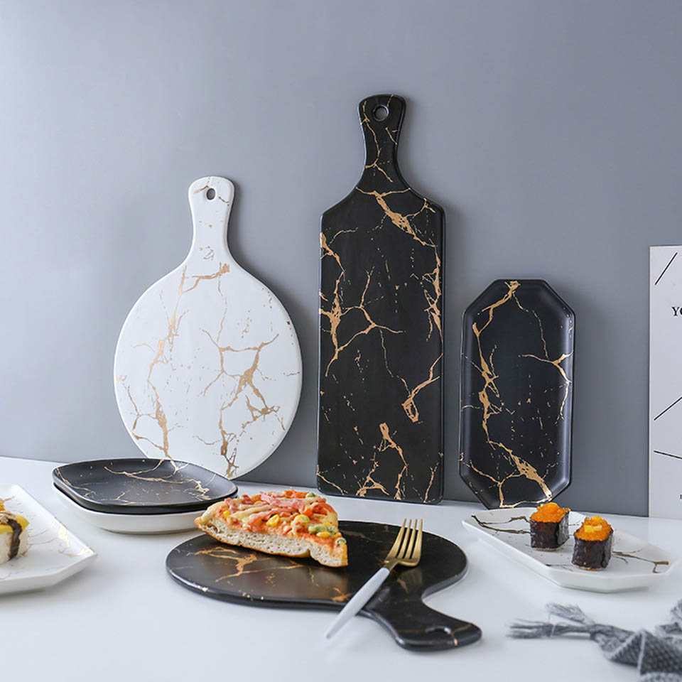 Quincy Marble Ceramic Sushi Plate