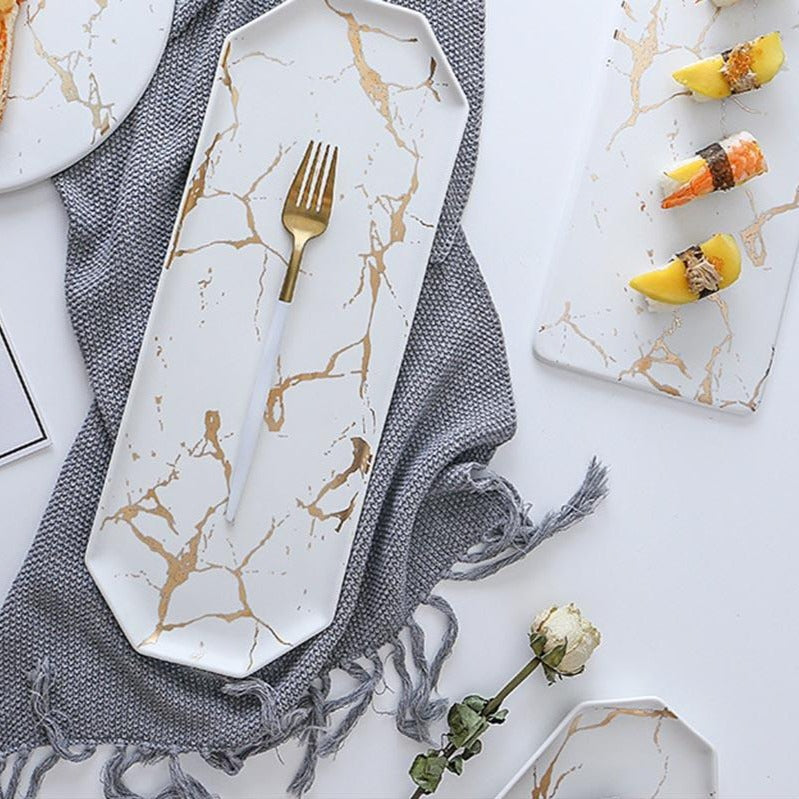 Quincy Marble Ceramic Sushi Plate
