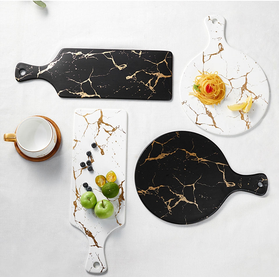 Quincy Marble Ceramic Sushi Plate
