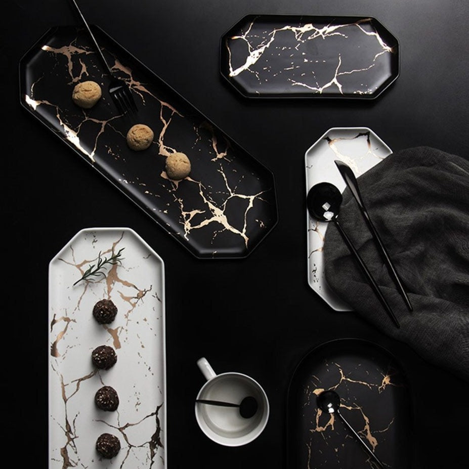 Quincy Marble Ceramic Sushi Plate