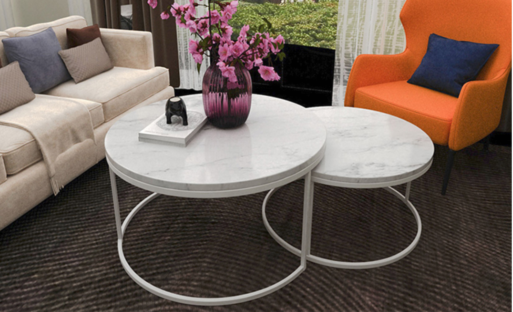 CAROLINE Marble Round Coffee Table