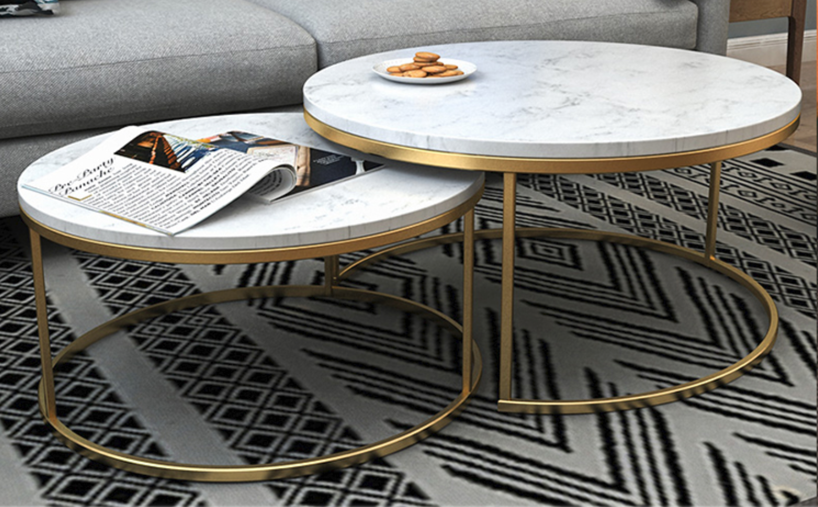 CAROLINE Marble Round Coffee Table