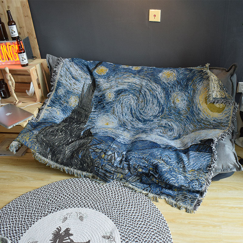 Starry Night Flatweave Rugs/Tablecloth/Blanket