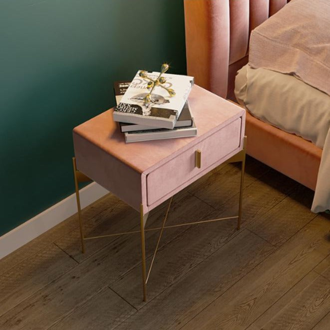 Capra 1 - Drawer Velvet Nightstand