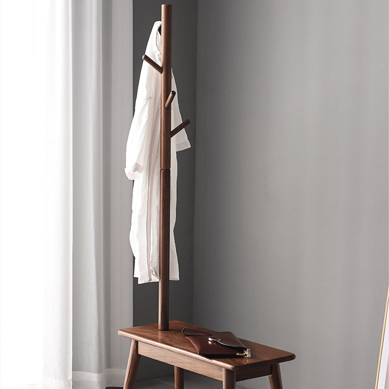 Toups Solid Wood Coat Rack with Shoe Stool