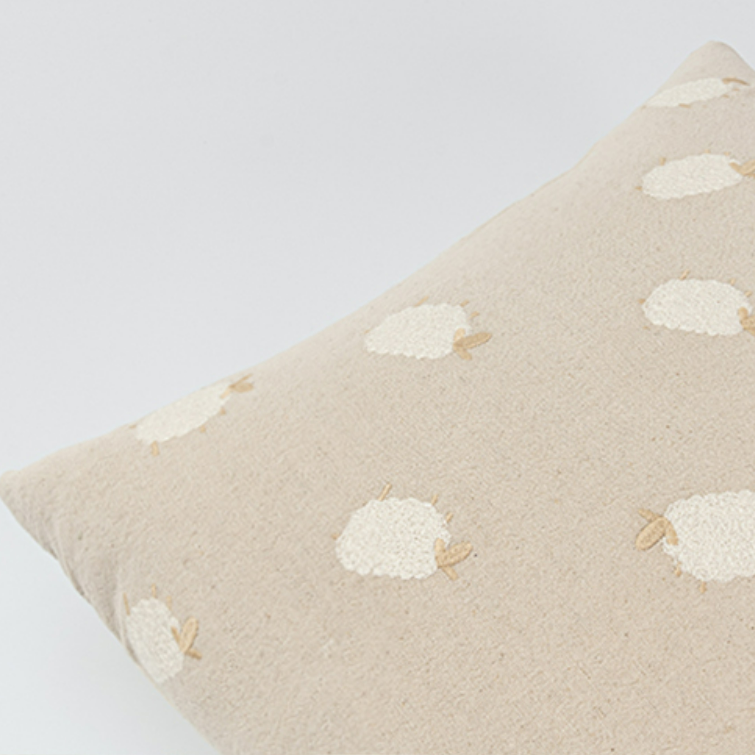 Marte Beige Lamb Throw Pillow