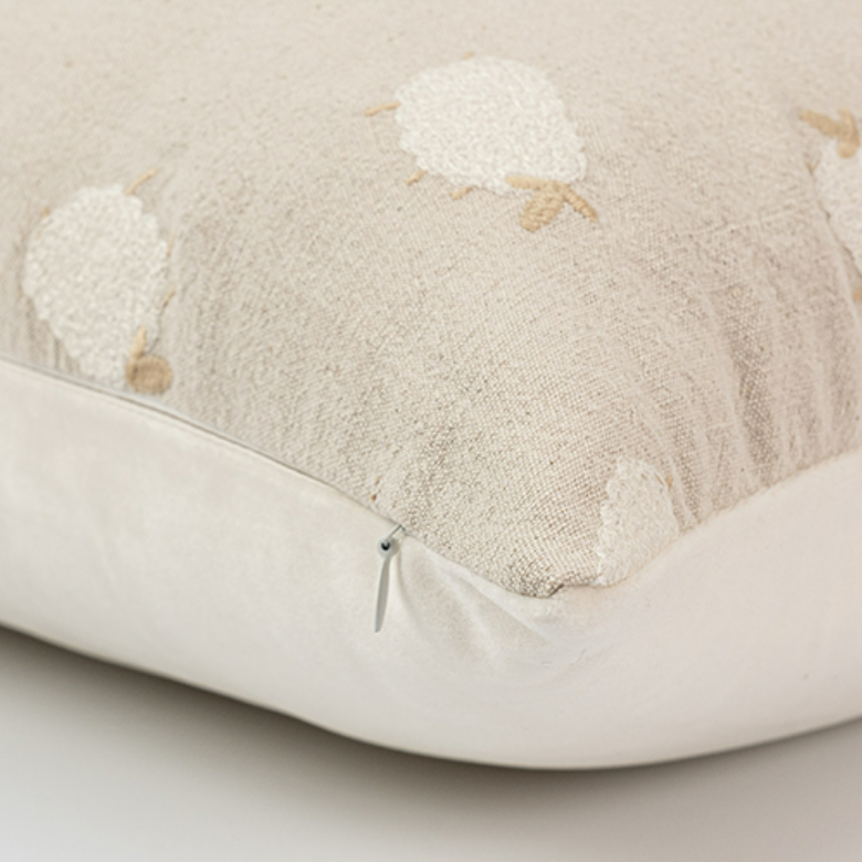 Marte Beige Lamb Throw Pillow