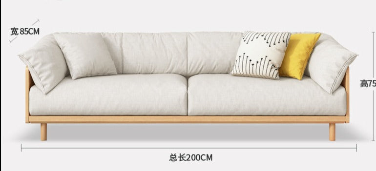 ELLIE Scandinavian Sofa Japanese Nordic Style Full Wood Frame 90 to 260 cm   ( 1, 2 3 Seater, Choice of 6 Size, 5 Color )