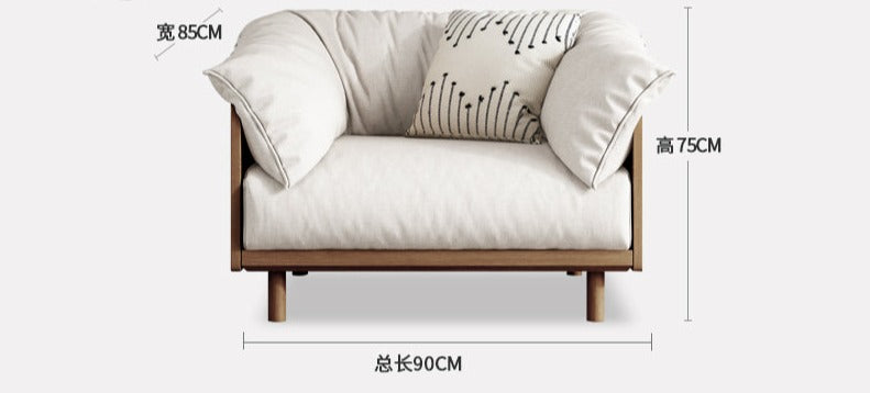 ELLIE Scandinavian Sofa Japanese Nordic Style Full Wood Frame 90 to 260 cm   ( 1, 2 3 Seater, Choice of 6 Size, 5 Color )