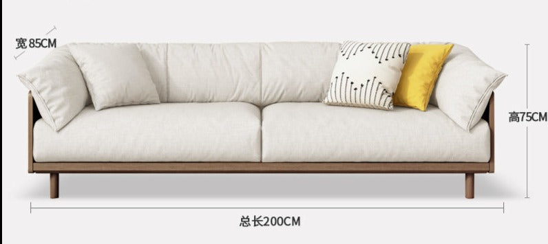 ELLIE Scandinavian Sofa Japanese Nordic Style Full Wood Frame 90 to 260 cm   ( 1, 2 3 Seater, Choice of 6 Size, 5 Color )