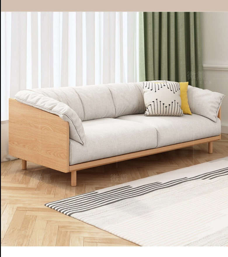 ELLIE Scandinavian Sofa Japanese Nordic Style Full Wood Frame 90 to 260 cm   ( 1, 2 3 Seater, Choice of 6 Size, 5 Color )