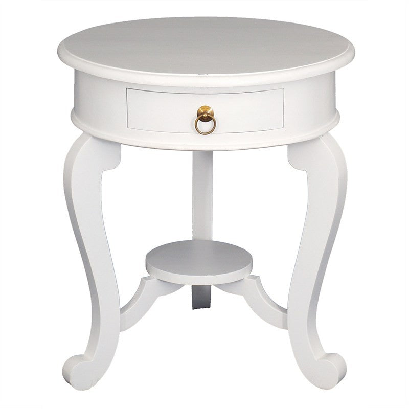 French Bedside Night Stand Side Table Cabriolet Solid Timber Round Lamp Table, White Colour FCF688LT-001-RD-CL-WH_1