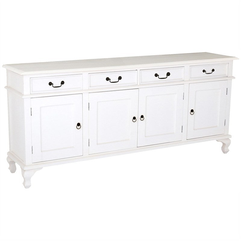 French Buffet Sideboard Jennifer Solid Timber 4 Door 4 Drawer 200cm - White Colour FCF688SB-404-QA-WH_1