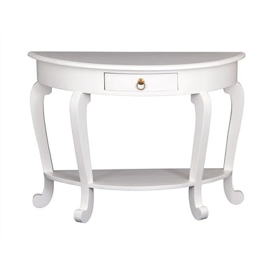 French Console Table Half Moon Design Cabriolet Solid Timber Half Round Sofa Table, White FCF688ST-001-HR-CL-WH_1