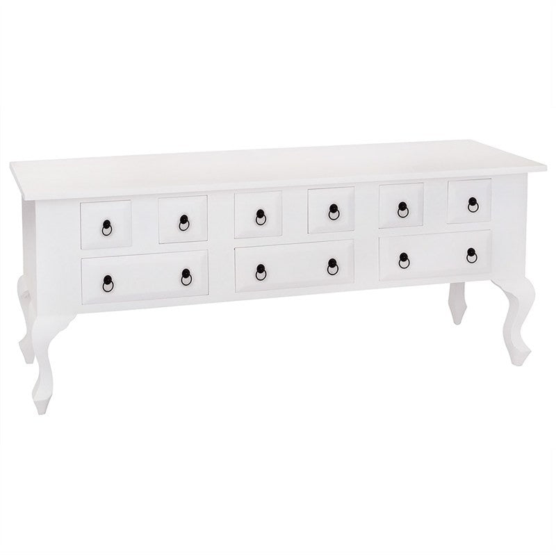 French Console Table Jennifer Solid Timber 9 Drawer 180cm Sofa Table - White Colour FCF688ST-009-QA-WH_1
