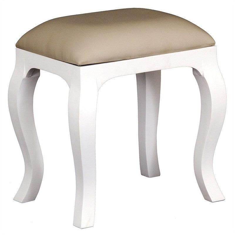 French Vanity Stool with cushion Jennifer Solid Timber Dressing Stool, White Colour FCF688CH-001-QA-WH_1
