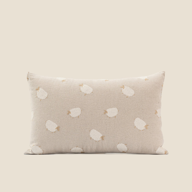 Marte Beige Lamb Throw Pillow