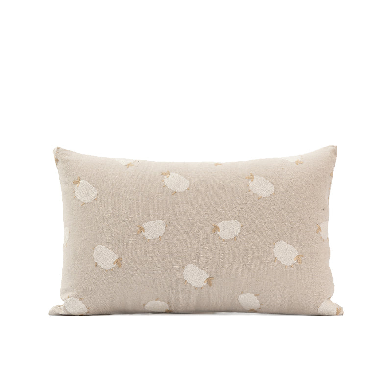 Marte Beige Lamb Throw Pillow