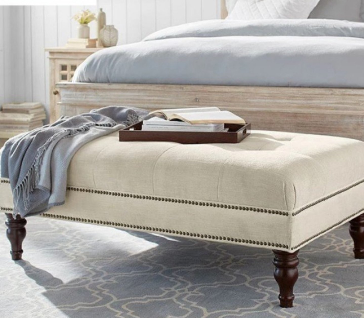 VICTOR Classic Faux Leather Ottoman Bench