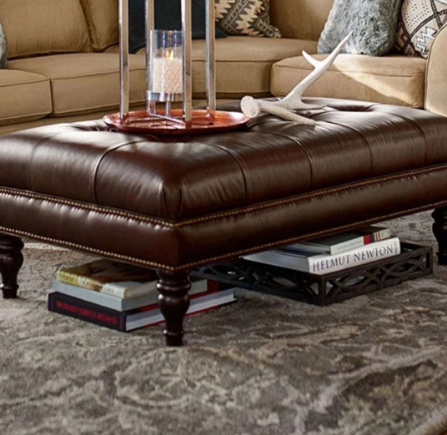 VICTOR Classic Faux Leather Ottoman Bench