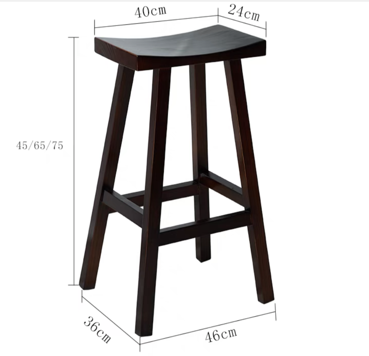 Luca High Bar Stool Solid Wood Saddle High Chair Cafe BR 067 WD
