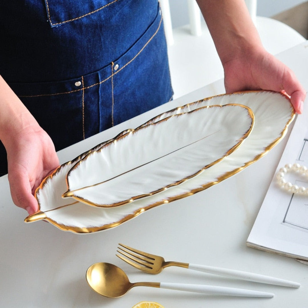 Feather Shape Ceramic Plate