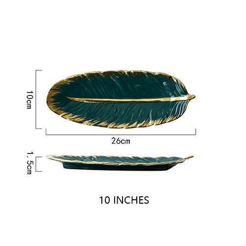 Feather Shape Ceramic Plate