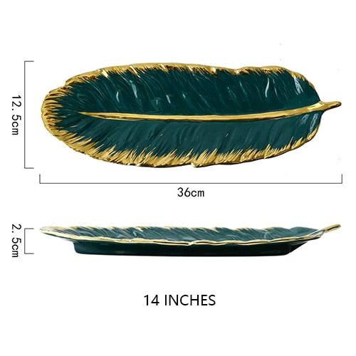 Feather Shape Ceramic Plate