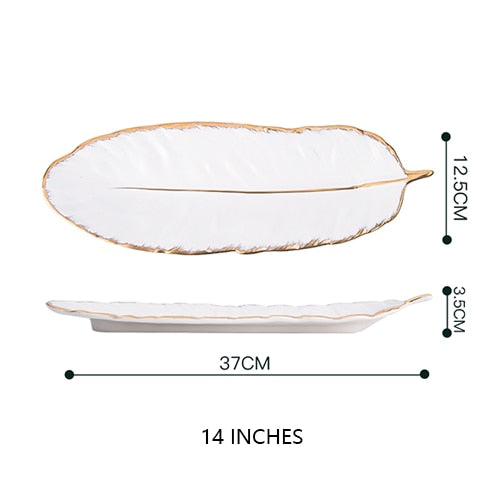 Feather Shape Ceramic Plate