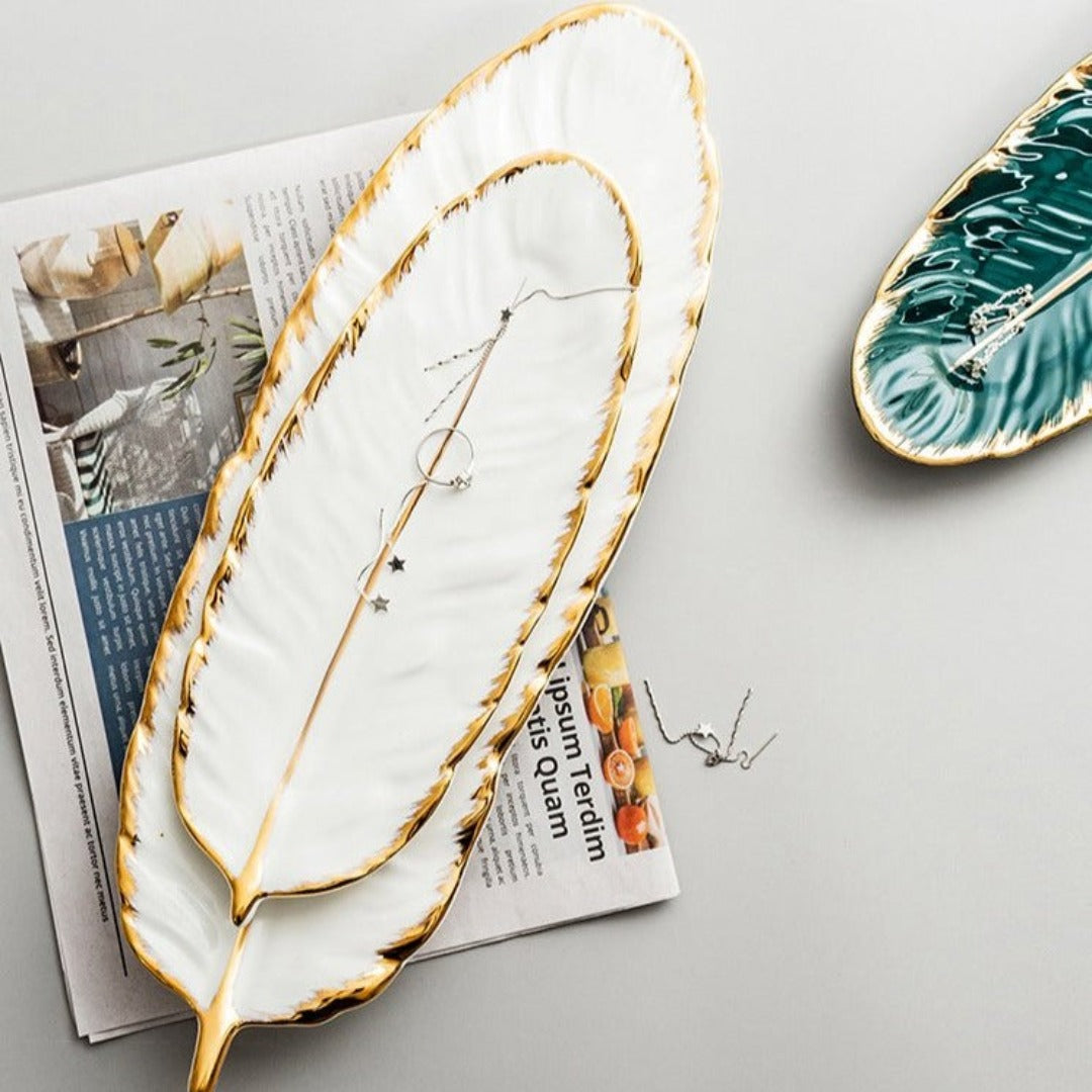 Feather Shape Ceramic Plate