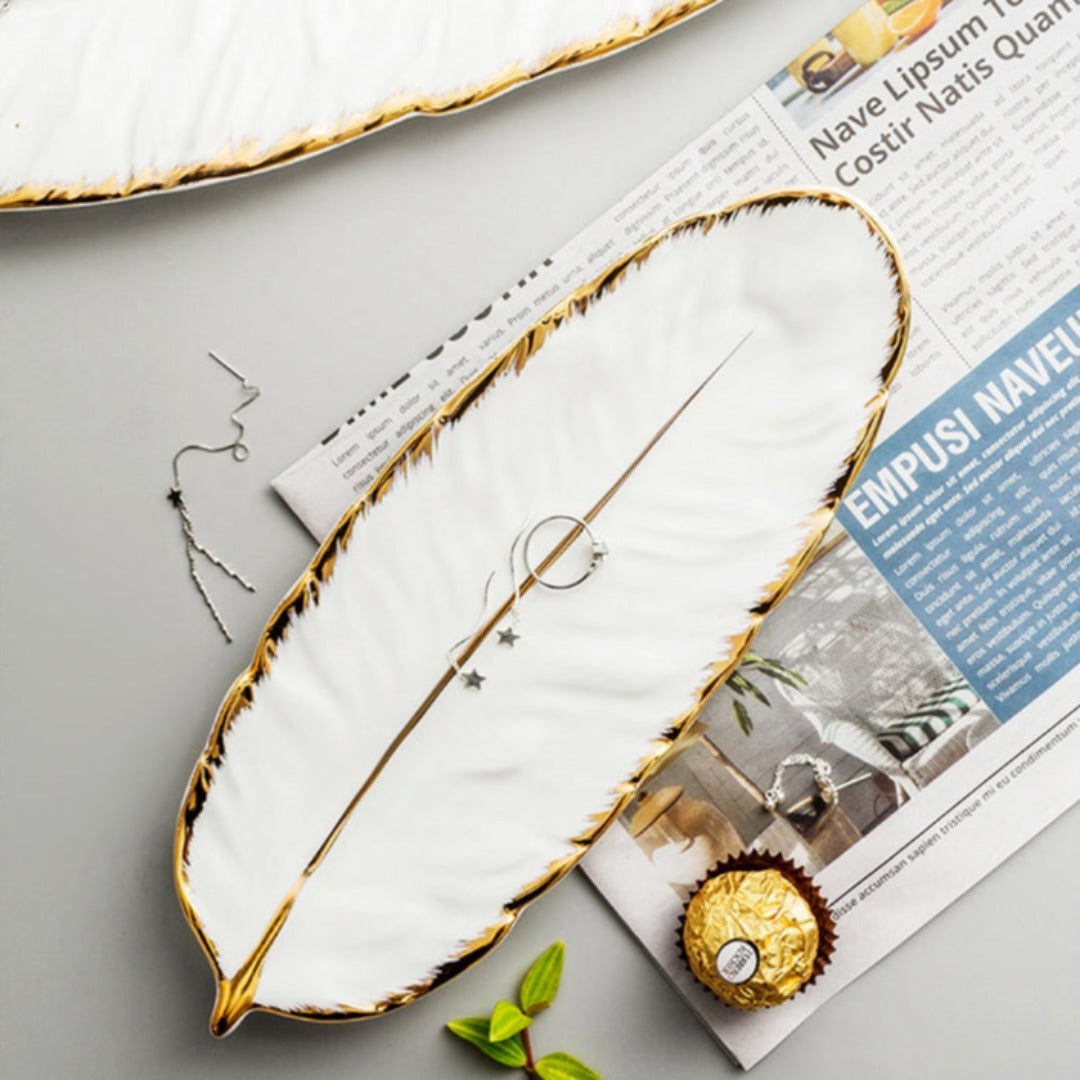 Feather Shape Ceramic Plate